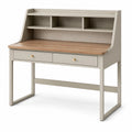 Bureau classique beige et naturel avec étagères, 2 tiroirs, 120 x 60 x 150 cm