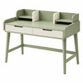 Bureau vert sauge et blanc 100 x 60 x 100 cm avec 2 tiroirs et 2 étagères