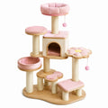 Arbre à chat 80 x 50 x 150 cm Rose, Beige et Naturel en bois, sisal et peluche avec niches, plateformes et griffoirs