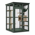 Enclos pour chat 120 x 80 x 180 cm vert foncé en bois et métal avec plateformes, griffoir, hamac et niche