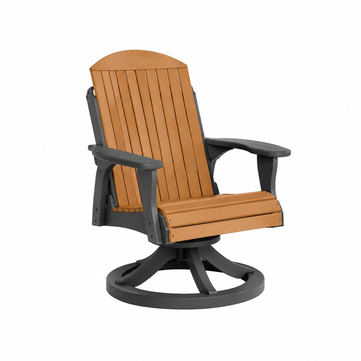 Fauteuil Adirondack pivotant en bois et résine brun et noir, 75 x 85 x 100 cm